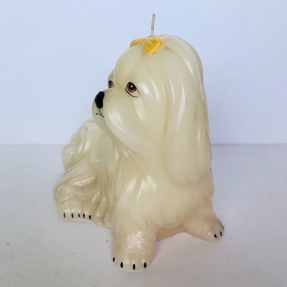 Vintage 1960s 70s Adorable Maltese Decorative Candle Figurine White Hair Dog HTF - Picture 2 of 7